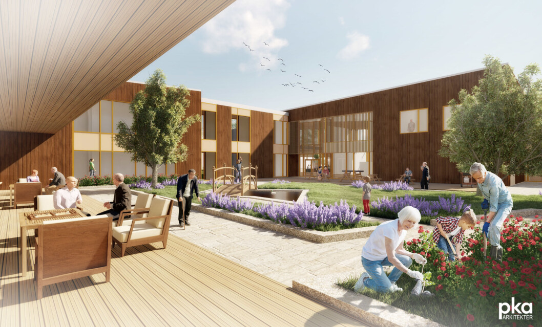 Klæbu helse- og velferdssenter er brukt som case i utviklingen av sjekklista for klimatilpasning av bygg. (Illustrasjon: pka arkitekter) Klæbu helse- og velferdssenter er brukt som case i utviklingen av sjekklista for klimatilpasning av bygg. (Illustrasjon: pka arkitekter)