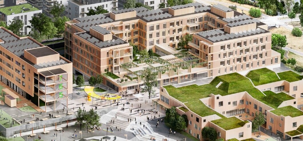 Det er Veidekke sammen med blant andre Arkitema Architects som skal skape liv på Oksenøya på Fornebu. (Illustrasjon: Veidekke / Arkitema Architects) Det er Veidekke sammen med blant andre Arkitema Architects som skal skape liv på Oksenøya på Fornebu. (Illustrasjon: Veidekke / Arkitema Architects)