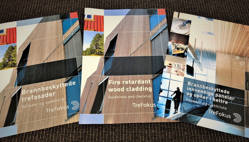 Brannveilederne er utarbeidet av TreFokus i samarbeid med Treindustriens brannfaglige utvalg og Treteknisk. (Foto: TreFokus) Brannveilederne er utarbeidet av TreFokus i samarbeid med Treindustriens brannfaglige utvalg og Treteknisk. (Foto: TreFokus)