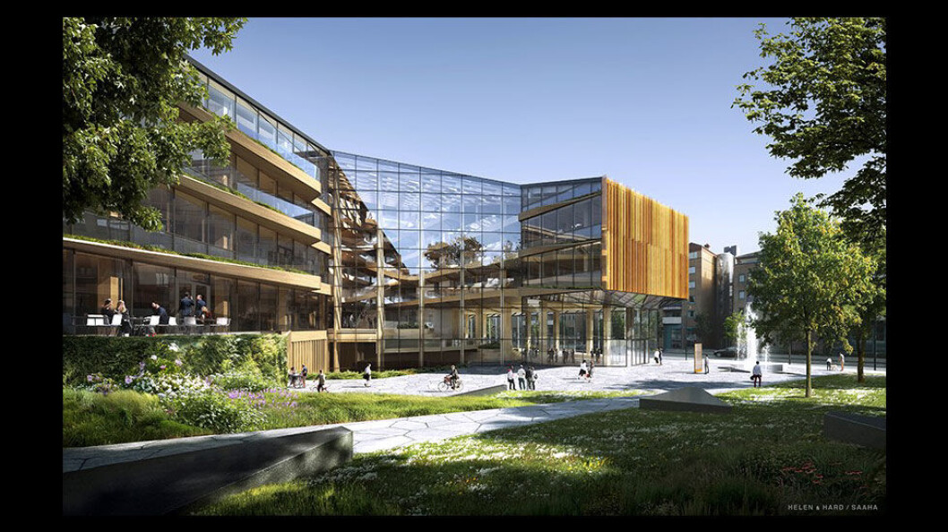 Finansparken, Sparebanken 1 sitt hovedkontor. (Illustrasjon: SAAHA arkitekter og Helen & Hard) Finansparken, Sparebanken 1 sitt hovedkontor. (Illustrasjon: SAAHA arkitekter og Helen & Hard)