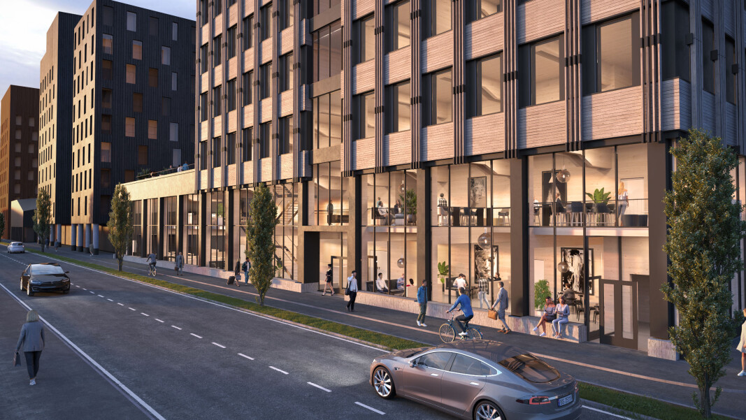 Slik blir Vestaksens nye kontorbygg i Dr. Hansteins gate i Drammen – et rent trebygg i ti etasjer. Slik blir Vestaksens nye kontorbygg i Dr. Hansteins gate i Drammen – et rent trebygg i ti etasjer.