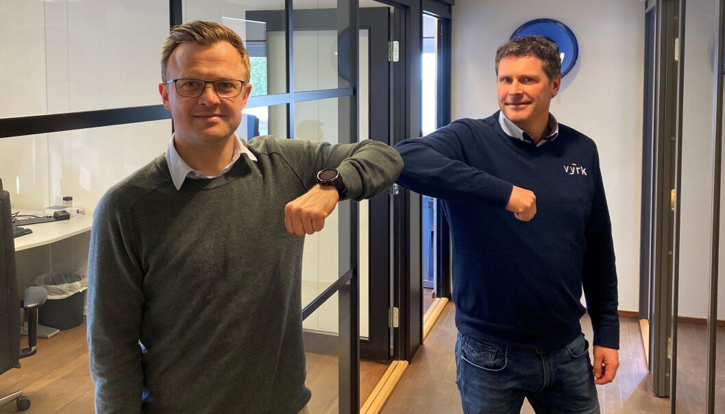 Fv. Konserndirektør i Skanska Norge, Kristian Brende og Vyrk-gründer og salgssjef, Steinar Lyseng. Fv. Konserndirektør i Skanska Norge, Kristian Brende og Vyrk-gründer og salgssjef, Steinar Lyseng.