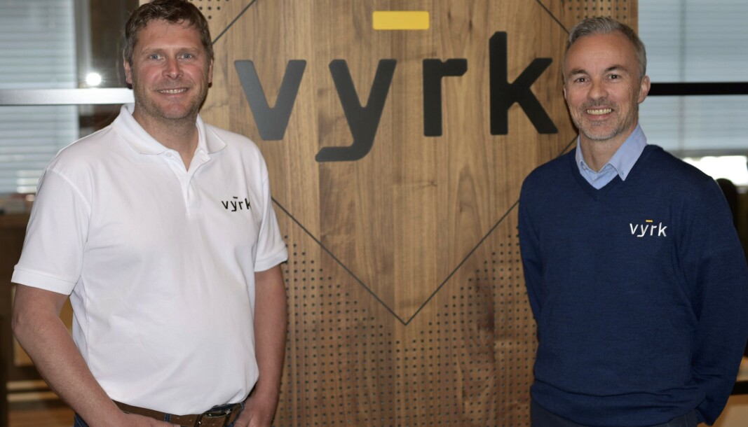 Vyrk-gründer Steinar Lyseng (t.v.) er fornøyd med å ha fått på plass Runar Jakobsen som ny daglig leder. Vyrk-gründer Steinar Lyseng (t.v.) er fornøyd med å ha fått på plass Runar Jakobsen som ny daglig leder.